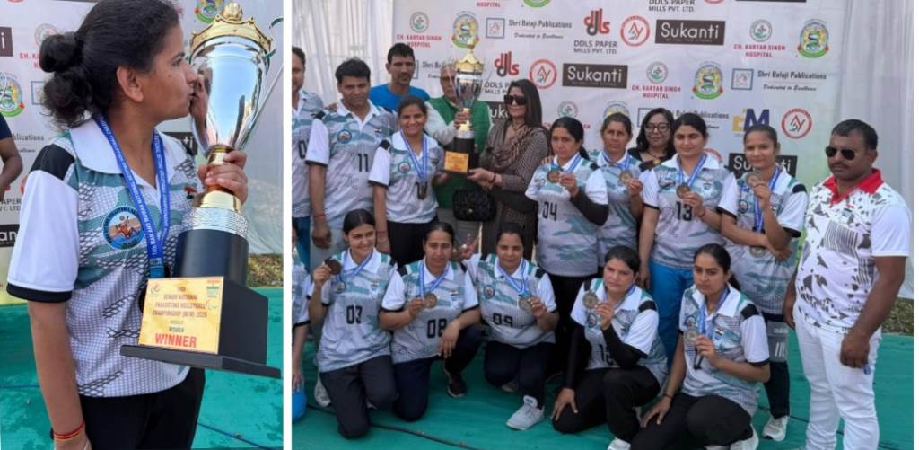 वॉलीबॉल नेशनल चैंपियनशिप में स्वर्ण पदक जितने पर रतिया के गांव लाली में खिलाड़ी उर्मिला  का  गांव में पहुंचने पर भव्य स्वागत